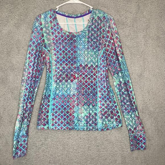 Title Nine womens long sleeve shirt rash guard sun protection active colorful S - Picture 1 of 10